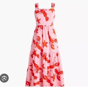 J crew factory lobster pink midi dress